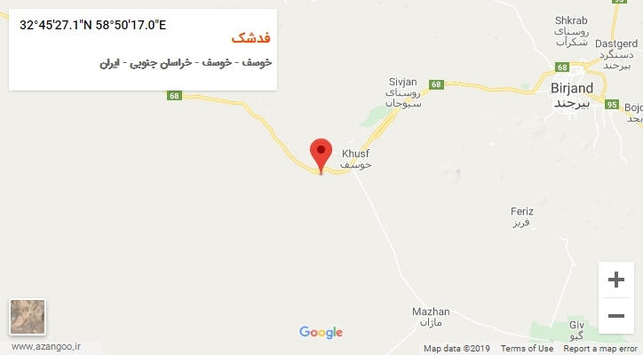روستای فدشک بر روی نقشه