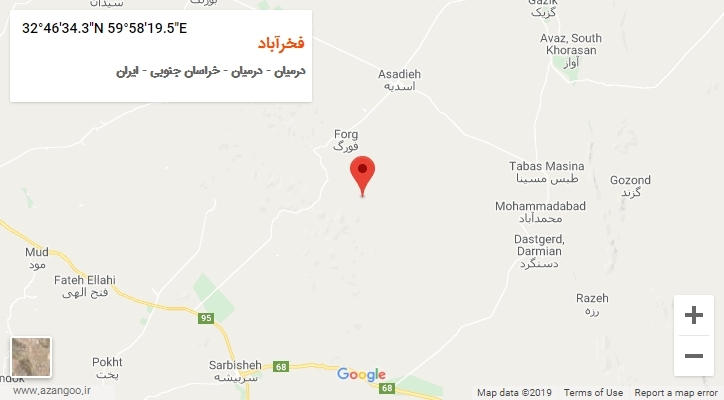 روستای فخرآباد بر روی نقشه