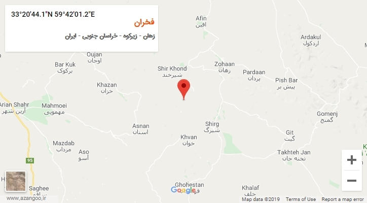 روستای فخران بر روی نقشه