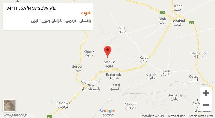 روستای فنوت بر روی نقشه