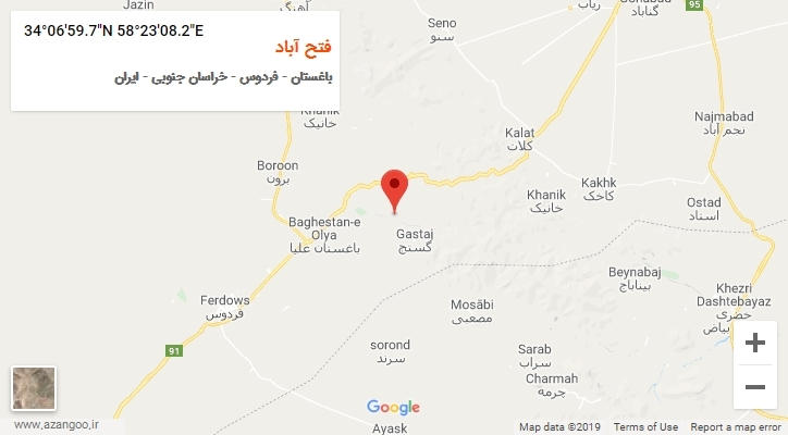 روستای فتح آباد بر روی نقشه