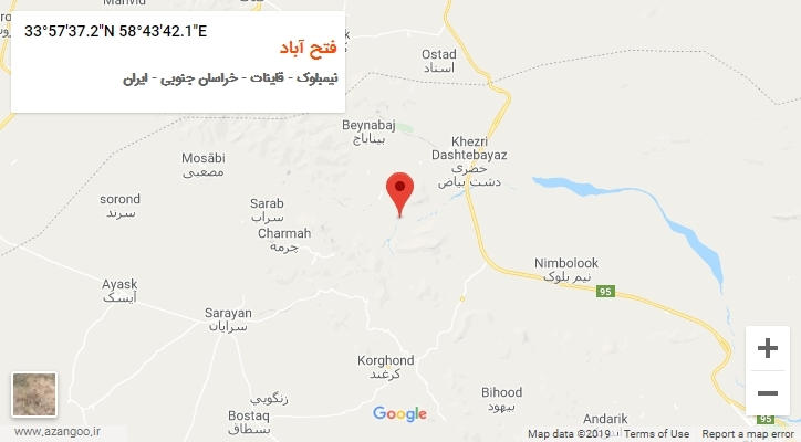 روستای فتح آباد بر روی نقشه