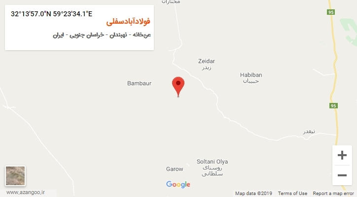 روستای فولادآبادسفلی بر روی نقشه