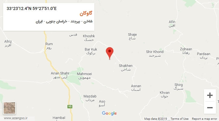 روستای گاوکان بر روی نقشه