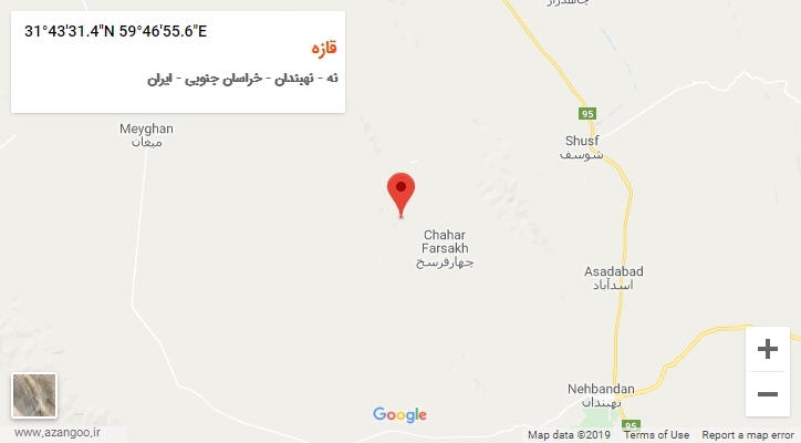 روستای قازه بر روی نقشه