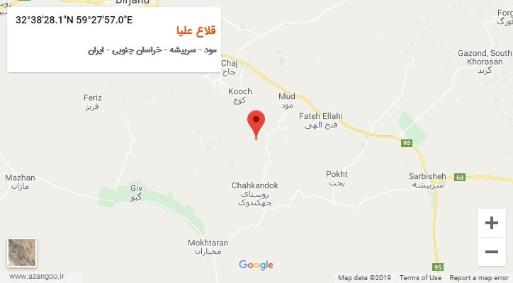 روستای قلاع علیا بر روی نقشه