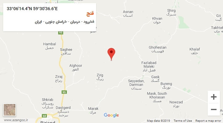 روستای قنج بر روی نقشه
