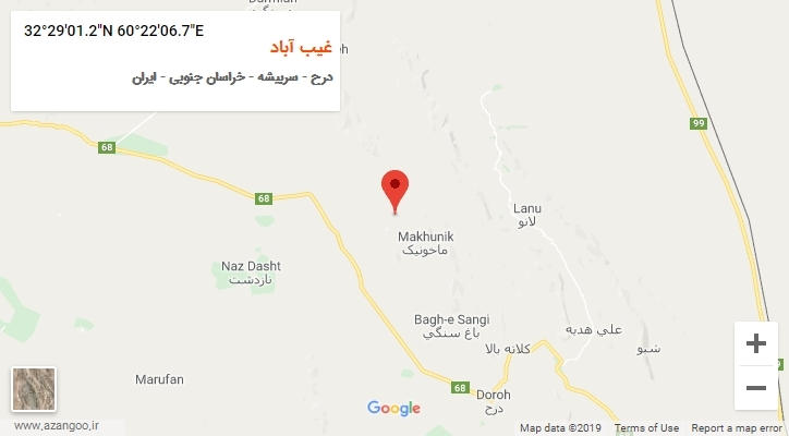 روستای غیب آباد بر روی نقشه