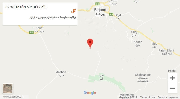 روستای گل بر روی نقشه