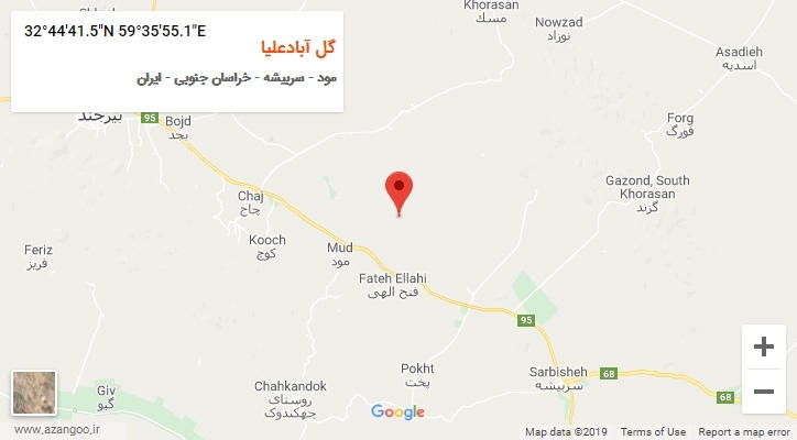 روستای گل آبادعلیا بر روی نقشه