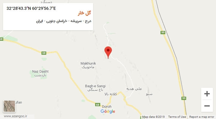 روستای گل خار بر روی نقشه
