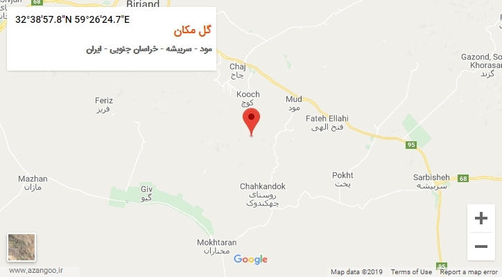روستای گل مکان بر روی نقشه