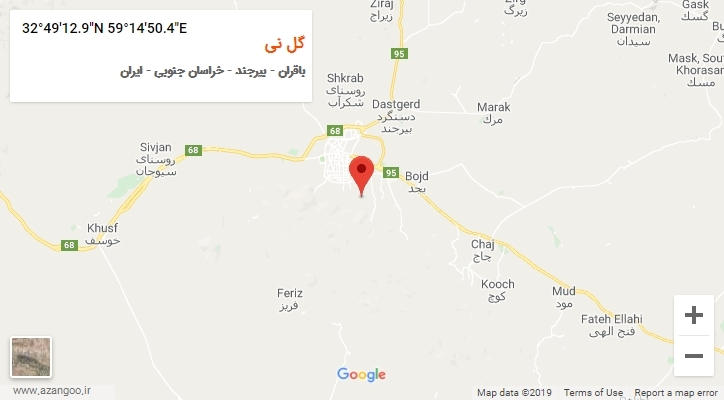 روستای گل نی بر روی نقشه