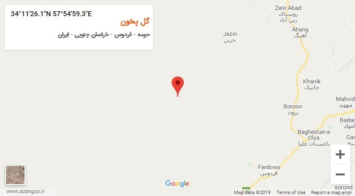 روستای گل پخون بر روی نقشه