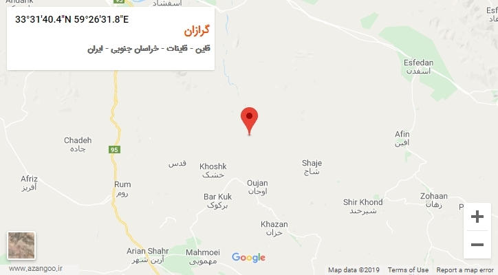 روستای گرازان بر روی نقشه