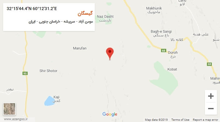روستای گیسگان بر روی نقشه