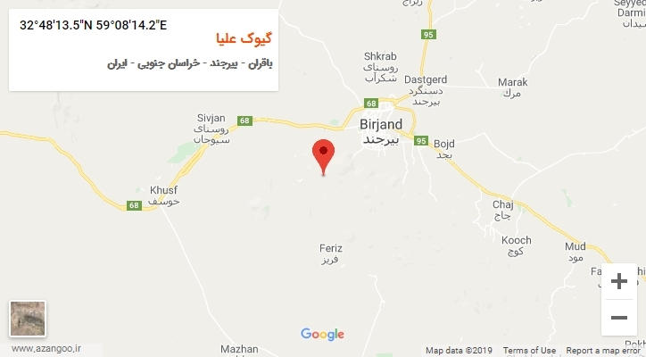 روستای گیوک علیا بر روی نقشه