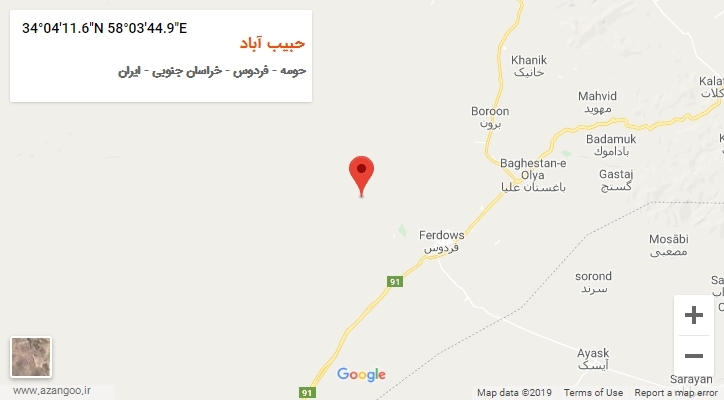 روستای حبیب آباد بر روی نقشه
