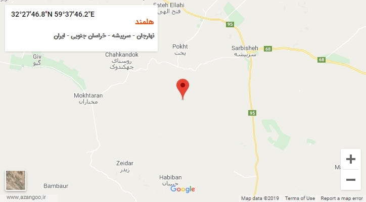 روستای هلمند بر روی نقشه