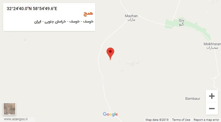 روستای همچ بر روی نقشه