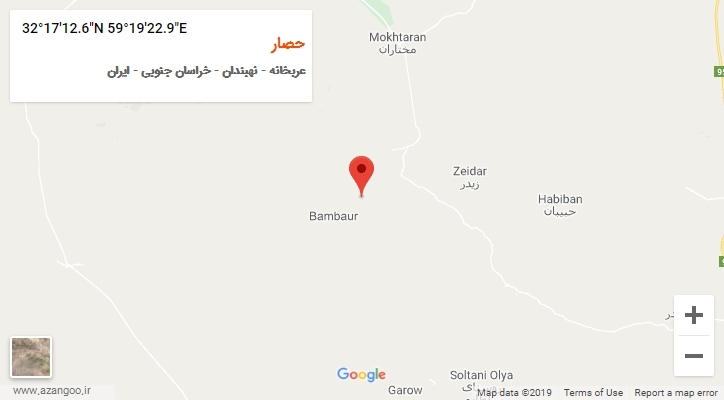 روستای حصار بر روی نقشه