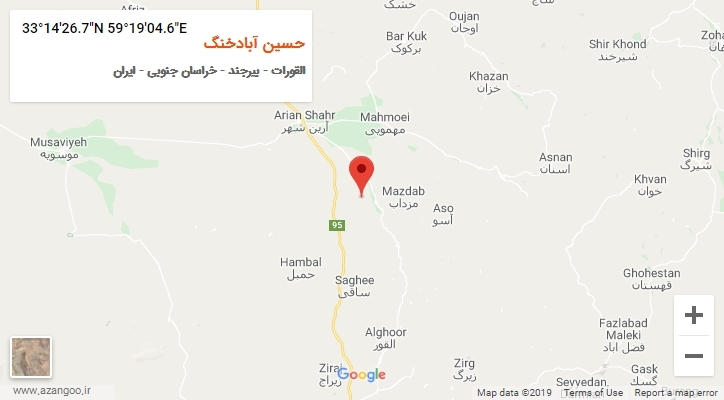 روستای حسین آبادخنگ بر روی نقشه