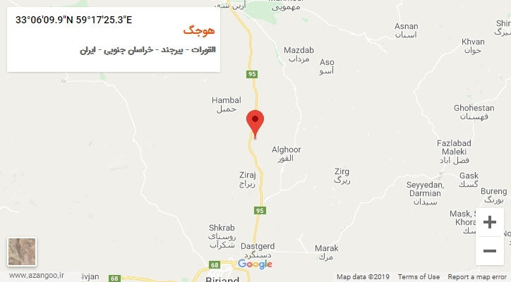 روستای هوجگ بر روی نقشه