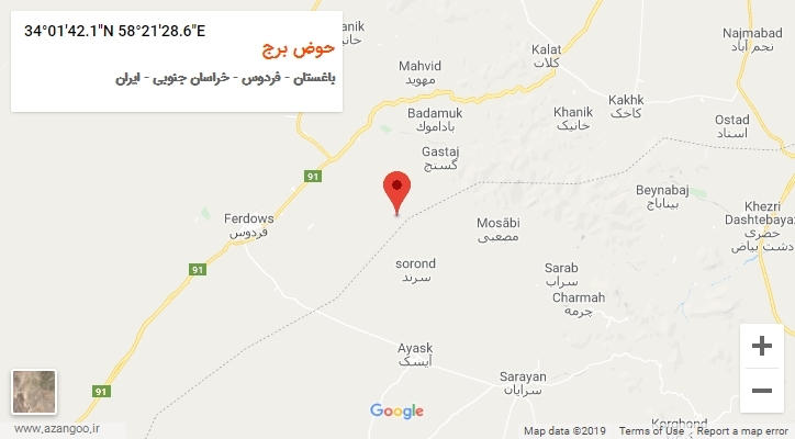 روستای حوض برج بر روی نقشه