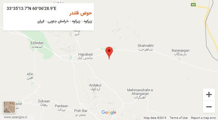 روستای حوض قلندر بر روی نقشه