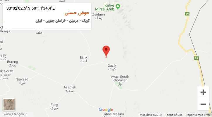 روستای حوض حسنی بر روی نقشه