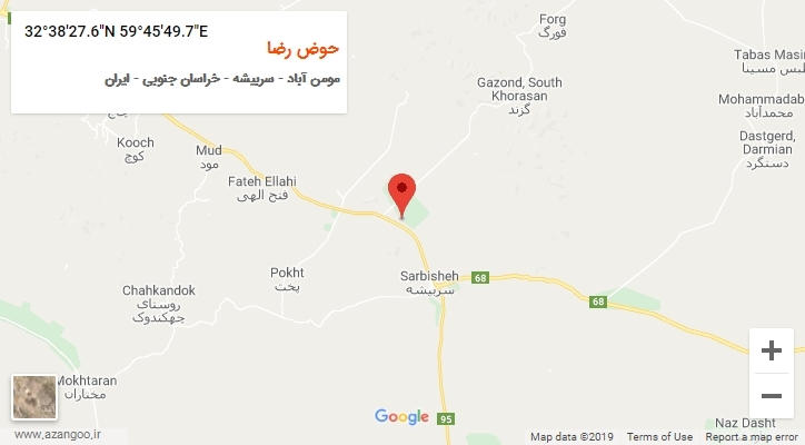 روستای حوض رضا بر روی نقشه