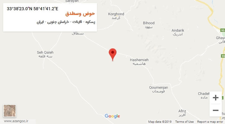 روستای حوض وسطدق بر روی نقشه