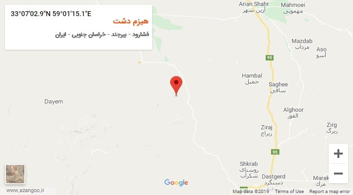 روستای هیزم دشت بر روی نقشه