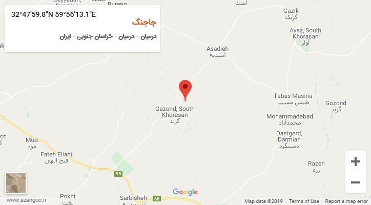 روستای جاجنگ بر روی نقشه