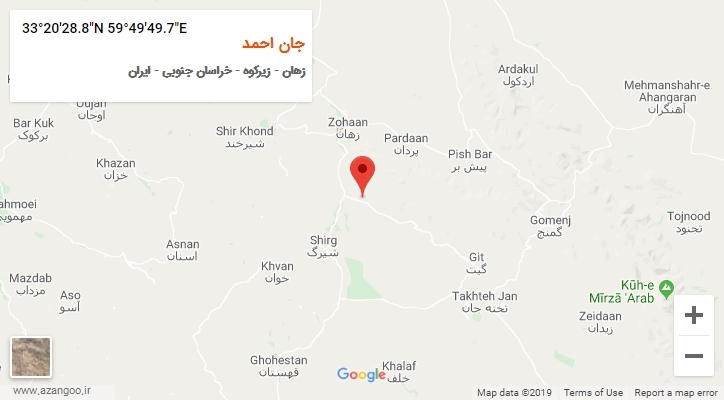 روستای جان احمد بر روی نقشه