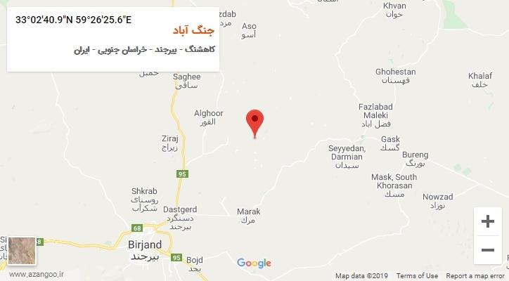 روستای جنگ آباد بر روی نقشه