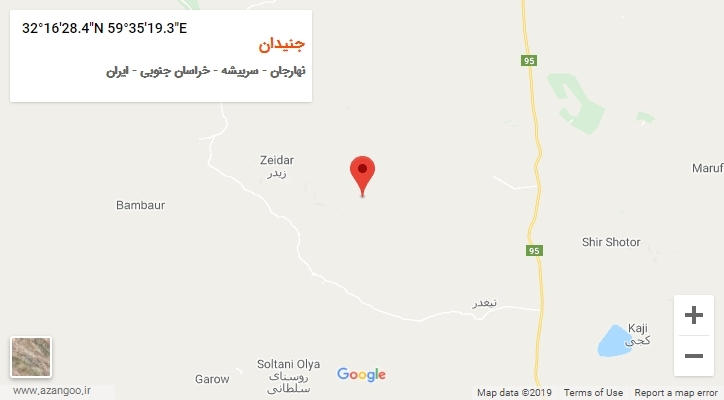روستای جنیدان بر روی نقشه