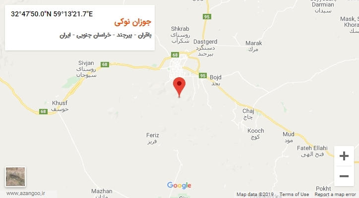روستای جوزان نوکی بر روی نقشه