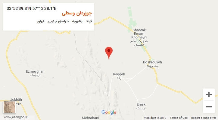 روستای جوزردان وسطی بر روی نقشه