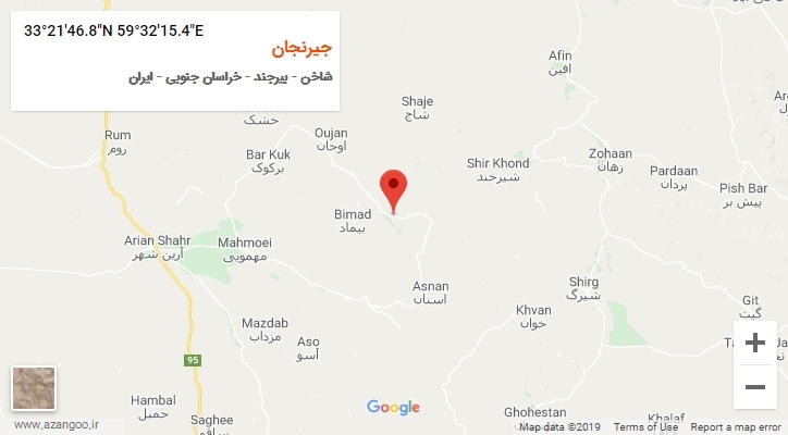 روستای جیرنجان بر روی نقشه