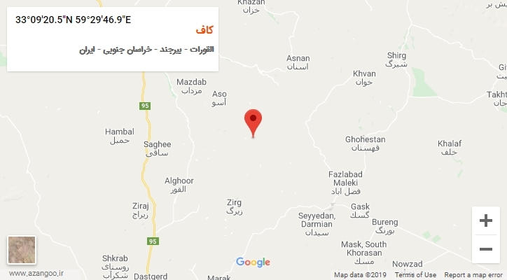 روستای کاف بر روی نقشه