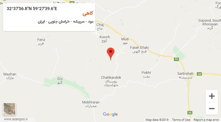 روستای کاهی بر روی نقشه