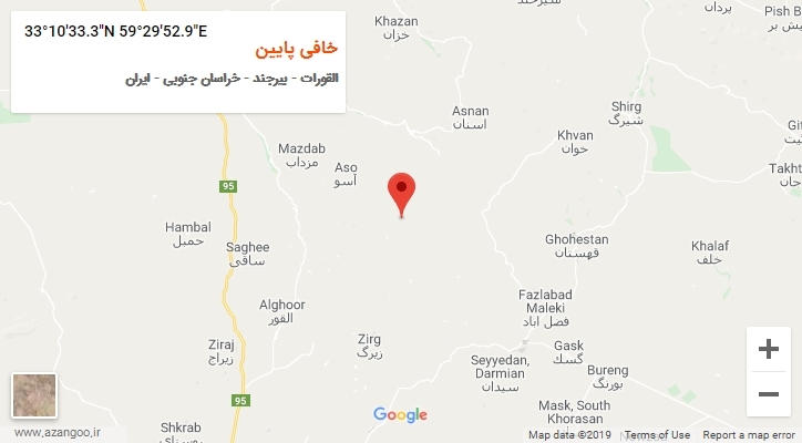 روستای خافی پایین بر روی نقشه