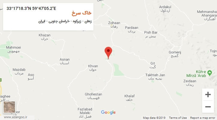 روستای خاک سرخ بر روی نقشه