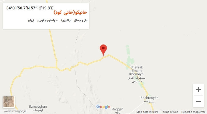روستای خانیکو(خانی کوه) بر روی نقشه