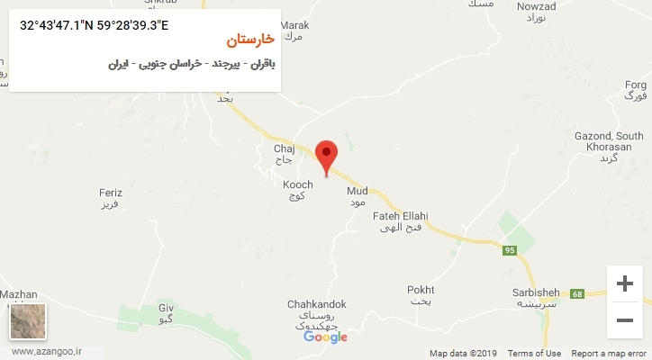 روستای خارستان بر روی نقشه