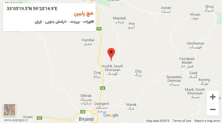 روستای خچ پایین بر روی نقشه