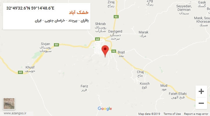 روستای خشک آباد بر روی نقشه