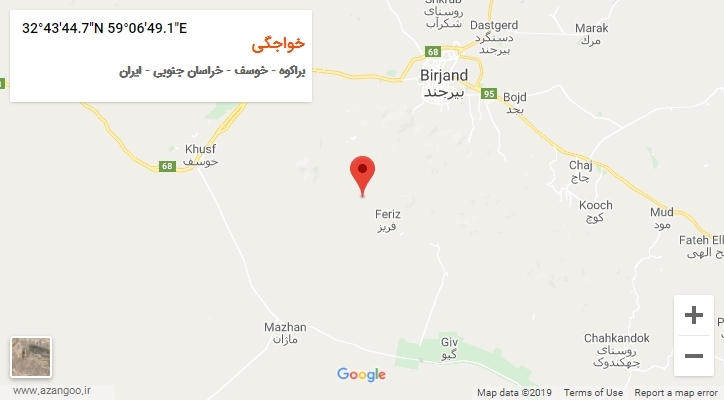 روستای خواجگی بر روی نقشه