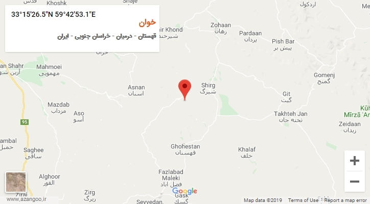 روستای خوان بر روی نقشه